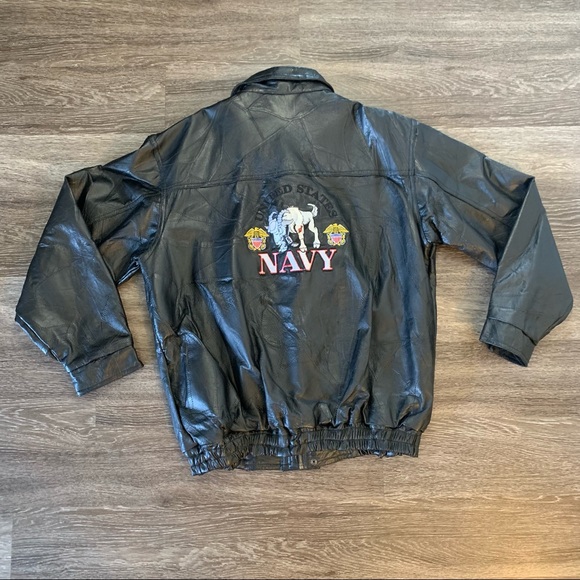 Vintage US Navy Leather Jacket XXL - Picture 1 of 6
